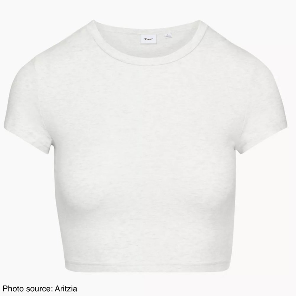 Aritzia TNA Chill Ortiz Cropped T-Shirt in Heather Cloud White Size S